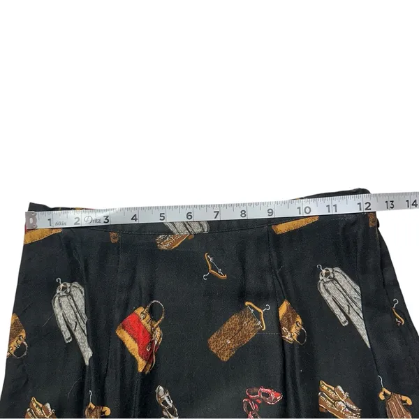 Vintage 90s Black Funky Wacky Weird Fashion MIDI Skirt Animal Print size 4 - Image 3