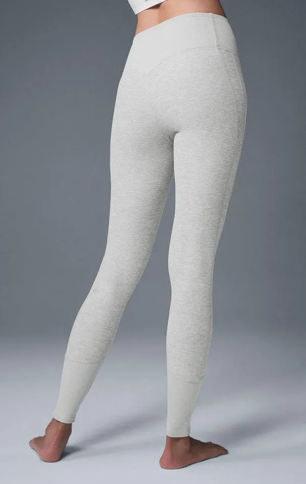Grey High-Waisted Alosoft Lounge Leggings Alo Yoga - Image 2