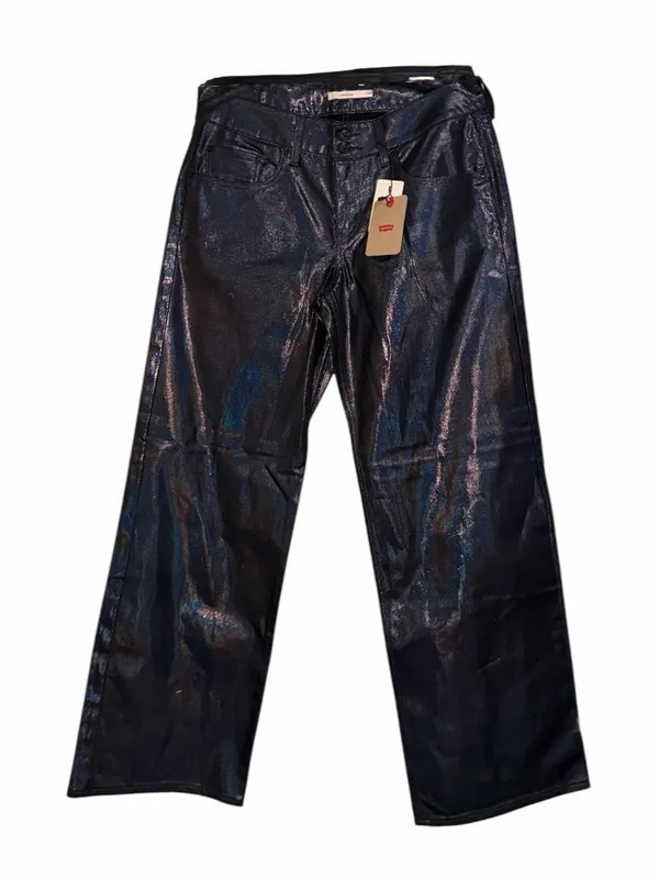 NWT Levi's Superlow Loose Jeans In Luminous Night Shiny SZ-30 - Image 2
