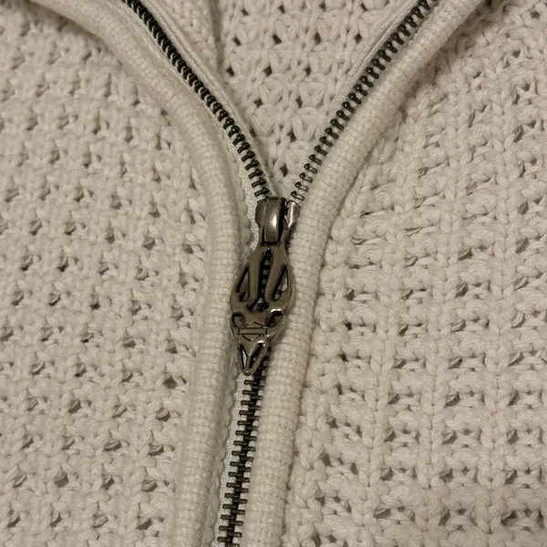 Harley Davidson Women’s Zip Up Sweater Size Medium Y2K Chunky Knit Pullover - Image 7
