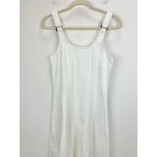 Madewell Denim Scoopneck Midi Dress Pure White Wash A Line Minimalist Small NWT - Image 8
