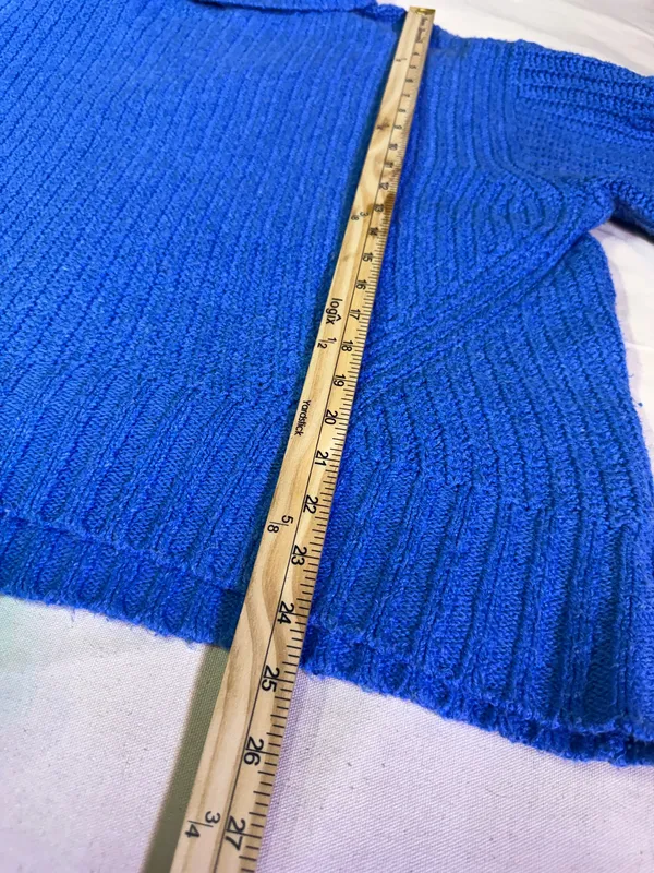 Maeve Anthropologie Chunky knit Blue Sweater Oversized Size M - Image 3