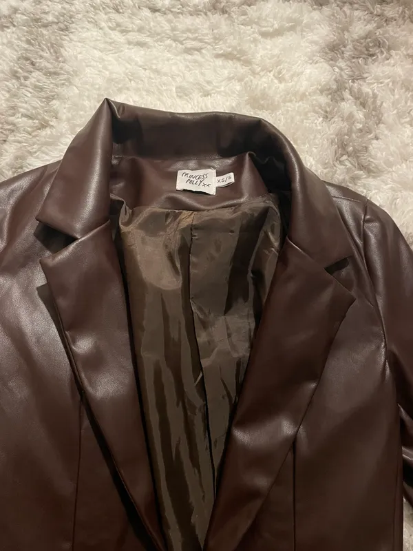 Princess Polly brown faux leather jacket - Image 2