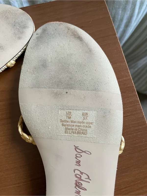 Sam Edelman Ellina Braid Flat Sandal Size 7 Natural Beige Faux Raffia Straw - Image 8