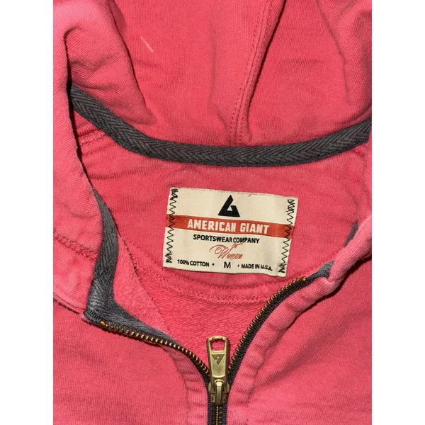 American Giant Women's Hoodie Red Classic Full Zip Up Heavy Made In USA Sz M - Image 5