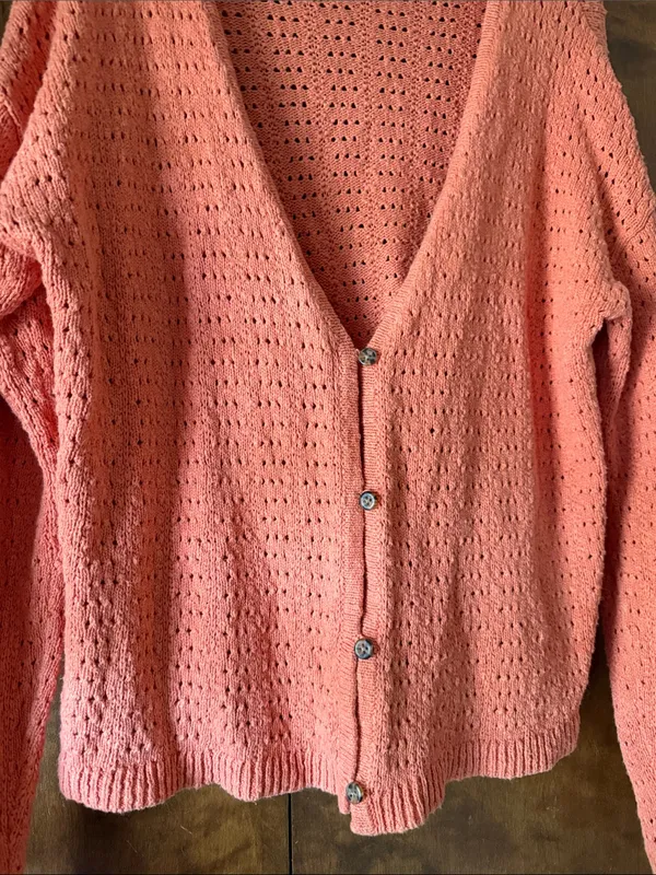Madewell Women's Orange Open-Stitch Cardigan Sweater Loose Fit. Size M - Image 4
