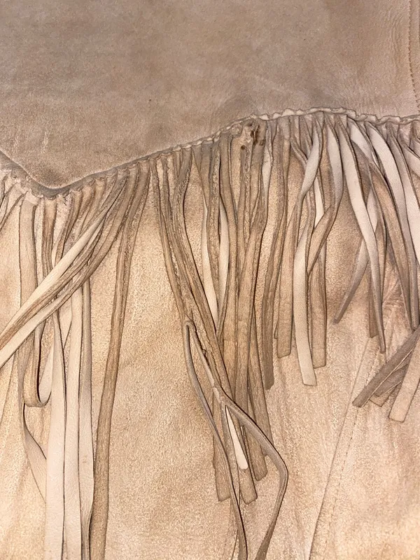 VTG 70s Jo-Kay Suede Leather Jacket Tan/Light Brown Western Fringe FUC - Image 8
