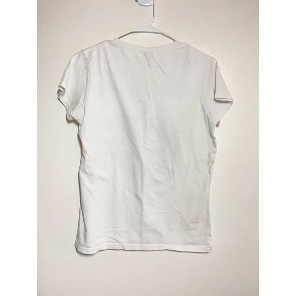 Gildan Tee Keep Him Down To Keep Him Around V-neck Graphic Tee White Medium - Image 4