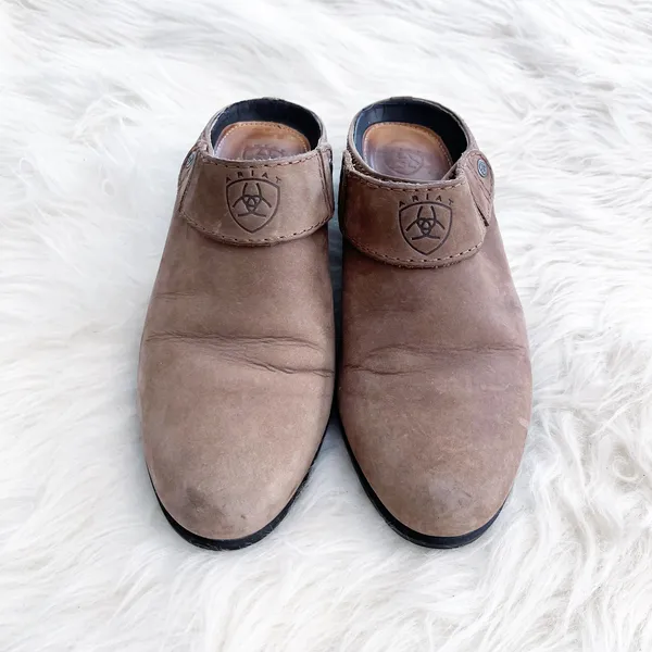 Ariat Brown Leather Sport Clog Slip On Slingback - Image 3