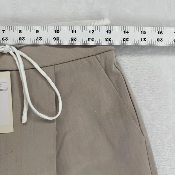 Halara Beige‎ Wide Leg Pleated Trousers High Waisted Drawstring Pants Small NEW - Image 5