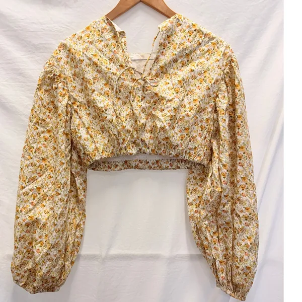 Significant Other Puffed-Sleeve‎ Floral Blouse US 4 Casual Boho Fall Flower - Image 5