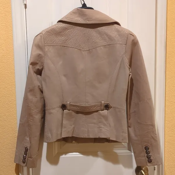 Kenneth Cole Leather Jacket Beige Size M - Image 8