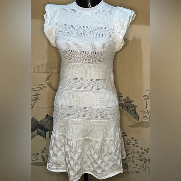 Zara crochet mesh white dress - Image 3