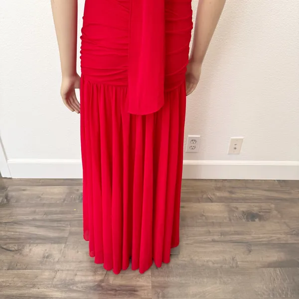 [Anthropologie] Bardot Red Mave Halter Neck Maxi Dress Low Back Ruched Slit 12 - Image 10