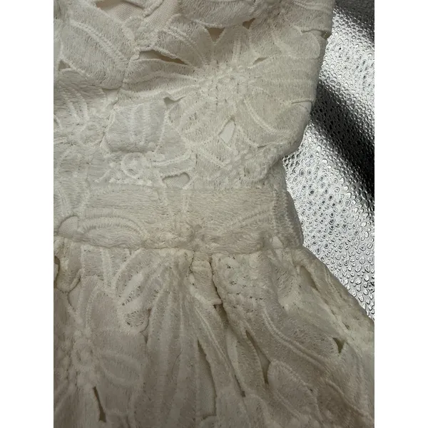 Y2K‎ Akira Chicago Black Label Dress Womens Medium Ivory Lace Strapless Mini - Image 5