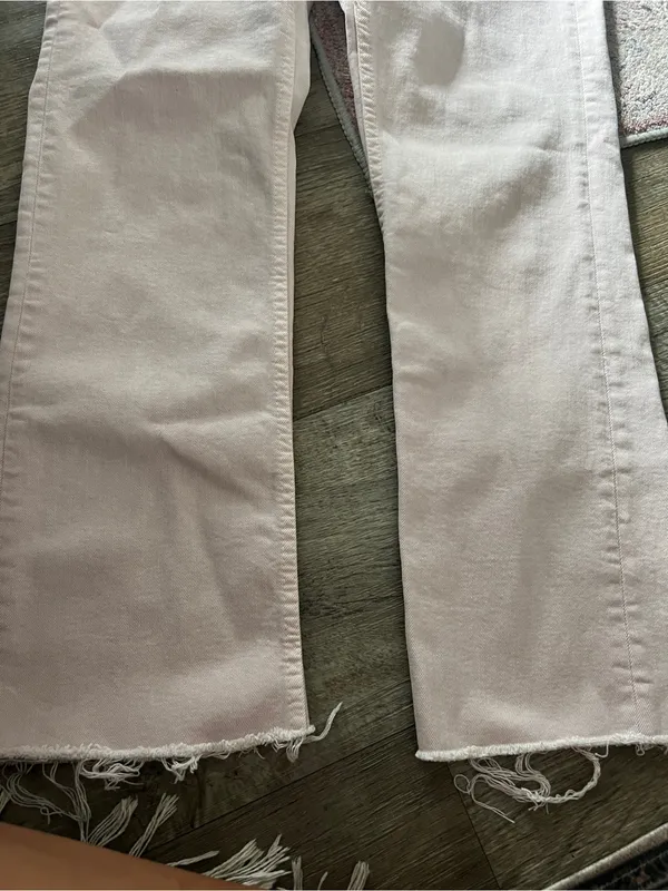 Zara Light Blush Wide Leg Jeans with Raw Hem - Image 5