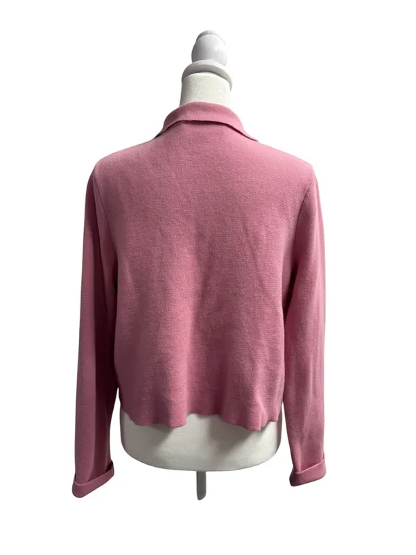 Sézane Betty Knit Long Sleeve Cardigan Merino Wool Rose Los Angeles Pink Medium - Image 3