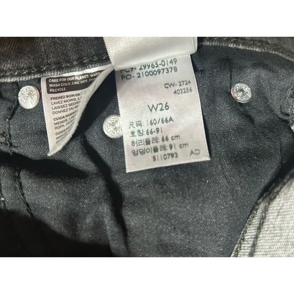 Levi's Mid Length Cut Off Shorts Womens 26 Black Denim Raw Hem Stretch Classic - Image 5