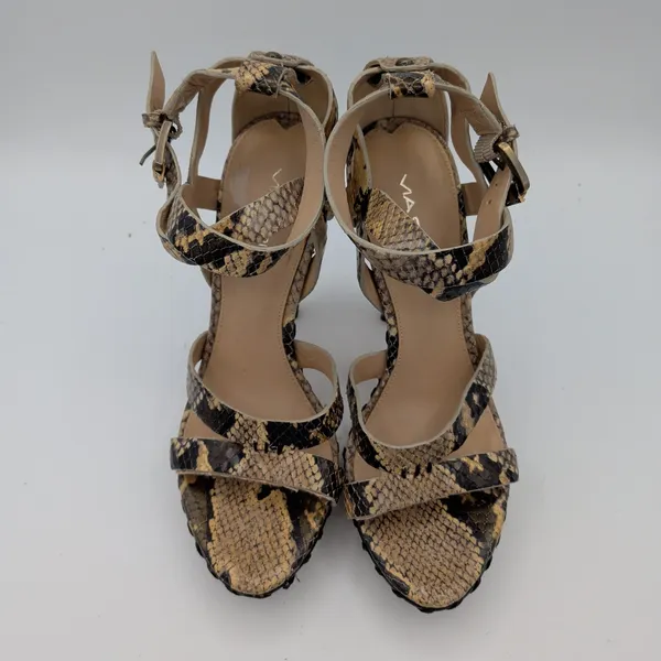 Via Spiga Snakeskin Print Jute Wrapped Platform Sandals Heels Tan‎ Brown 6M - Image 4