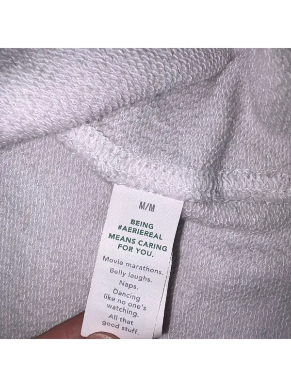 Aerie Womans Medium White Crewneck Long Sleeve Sweatshirt Cotton Polyester Blend - Image 5