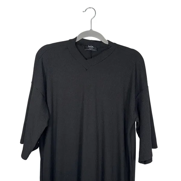 Dressed in Lala Ribbed V‎ Neck Midi Dress Black Size S Casual Basic Everyday - Image 2
