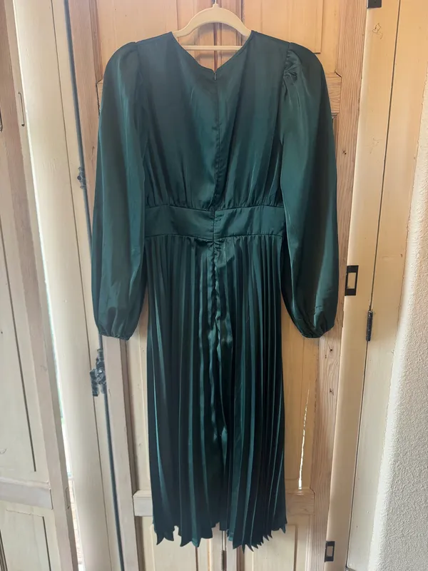 Baltic born green satin pleated dress - Image 2