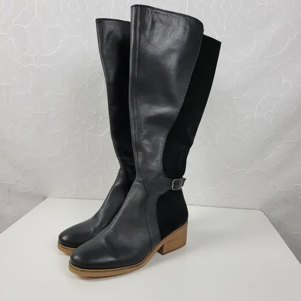 Lucky Brand Timinii Womens Riding Boots Size 10 Black Leather Suede Knee-High - Image 3
