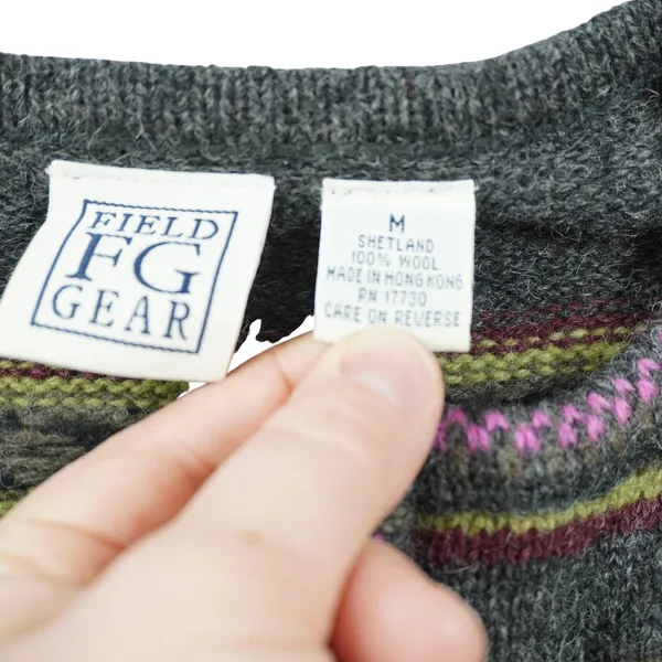 Field Gear Women's Medium Shetland Wool Sweater Quarter Zip Fair‎ Isle Striped - Image 4