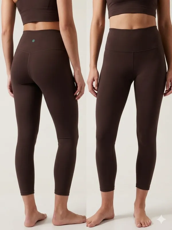 Athleta Transcend Mid Rise 7/8 Tight Athletic Yoga Running Brown Soft Large. - Image 2