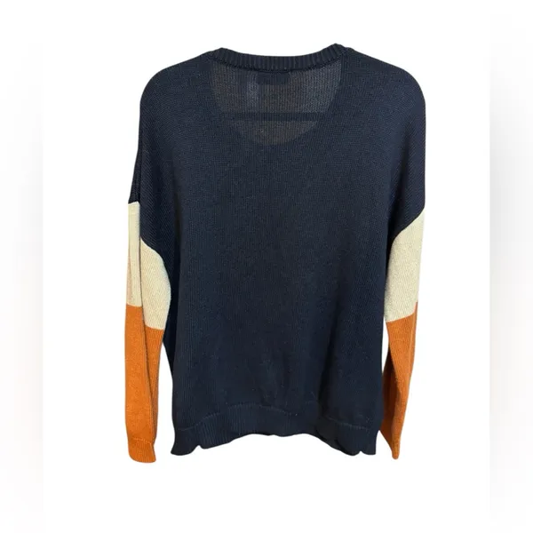 VICI Colorblock Knit Sweater Navy Rust Cream Casual‎ Chic sz L - Image 4