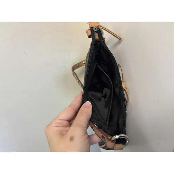Vtg Y2K Limited Too Monogram Shoulder Bag Black Rainbow Letter E Bow Purse - Image 9