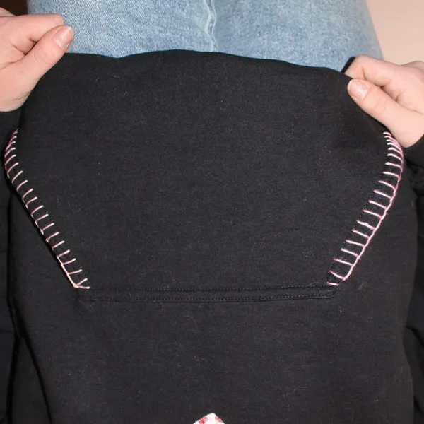 patchwork pink heart sweatshirt Black - Image 4