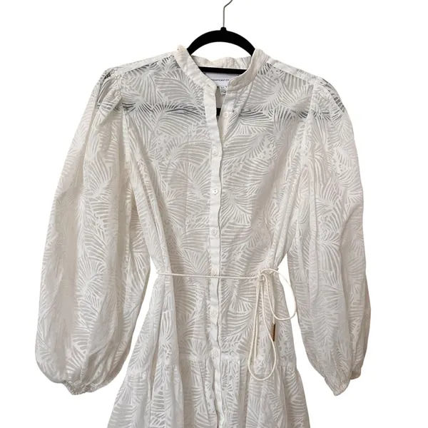 SIGNIFICANT OTHER Pia Patterned Buttoned Front Mini Dress White‎ Sz 4 - Image 4