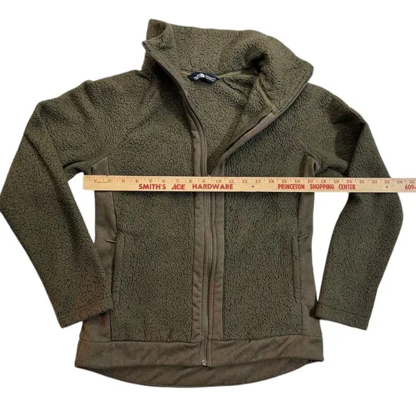 The North Face Fleece Jacket Full Zip Sherpa Olive Green Athletic High Neck - Image 5