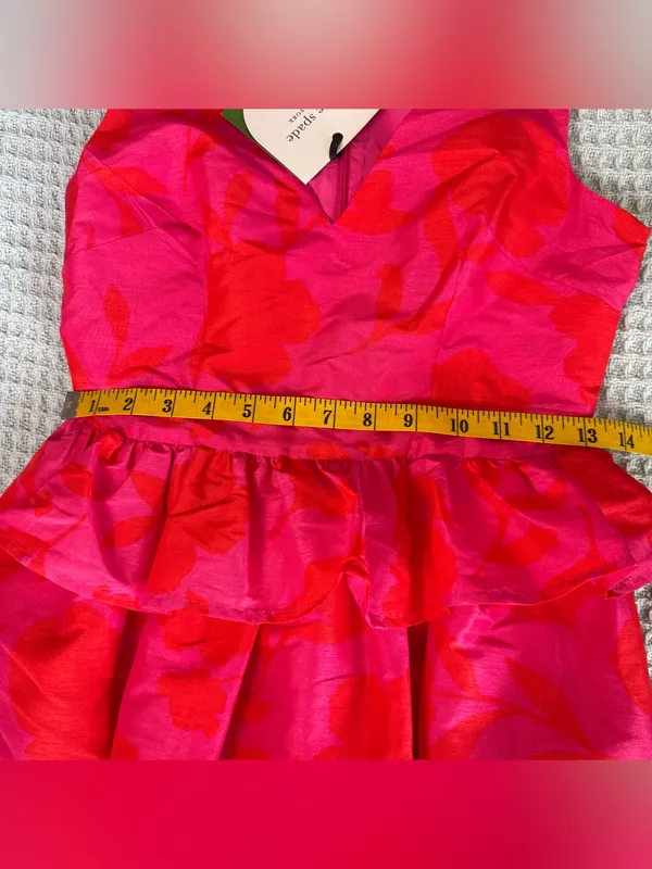 NWT Kate Spade x Target Peplum Ruffle Midi Dress Women 0 Red Pink Cocktail Party - Image 8