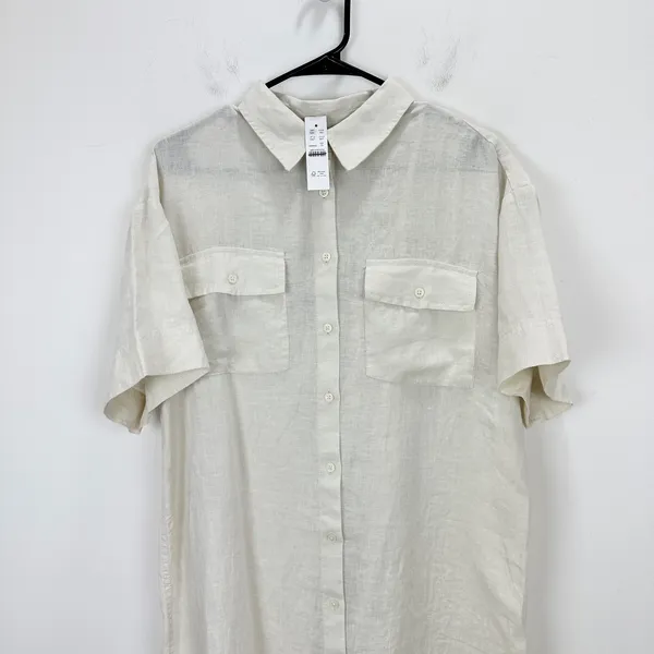 J.Crew Tall Utility Shirtdress Linen Natural Beige Relaxed Pockets Small NWT - Image 6