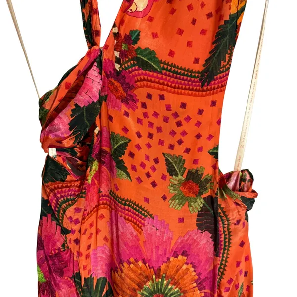 Farm Rio Blooming Garden Floral Print One Shoulder Cut Out Cocktail Maxi Dress M - Image 7