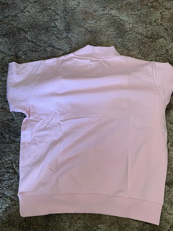 PARKE Varsity Mock Neck Sweatshirt Rose Pink White Logo Size S - Image 2