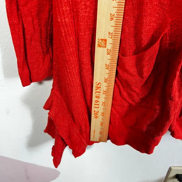Free People Ribbed Knit Cardigan Orange Button Front Size‎ Medium - Image 6