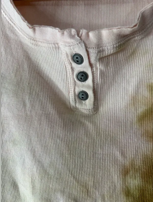 Boho Women’s Ivory Brown Tie Dye Butterfly Scoop Neck Henley Tank M - Image 2