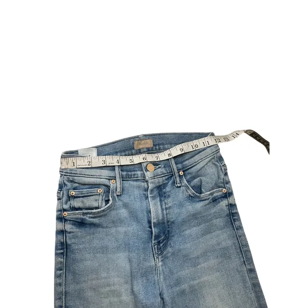 MOTHER High Waisted Flare Jeans‎ Light Blue Raw Hem Size 25 Slim Fit Wide Leg - Image 6