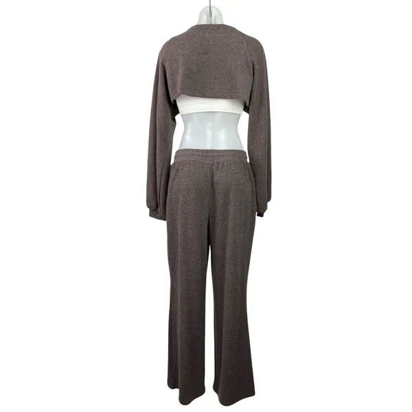 MP Brown Long Sleeve Cropped Shrug Bolero & Loungewear Pants 2 Pieces Sets Sz M - Image 3