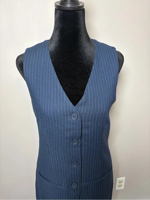Abercrombie & Fitch Pinstripe Midi Sleeveless Dress NWT Small - Image 3