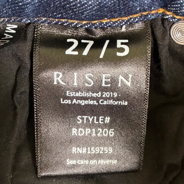 Risen Los Angeles Womens Distressed Straight Leg Jeans Medium Wash Raw Hem 5 - Image 4