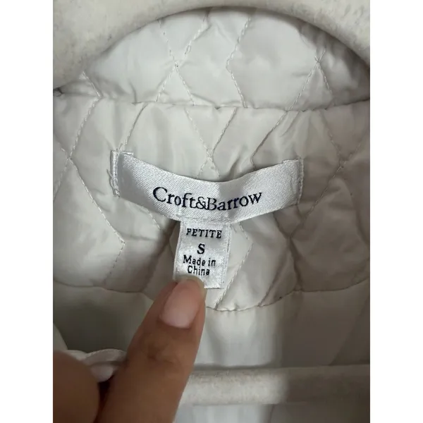 Croft & Barrow Women's Sz S Petite White Quilted Full Zip Vest Mid-Length - Image 6