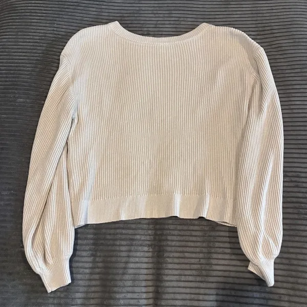Lululemon Beige Reversible Crossover Sweater Knit Ribbed Cashmere Blend Size 6 - Image 9