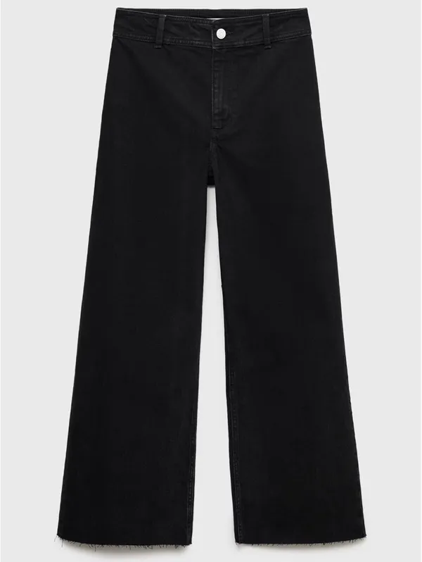 Mango Catherin Culotte High-Rise Jeans NWT Black Denim Size 0 EUR 32 - Image 3