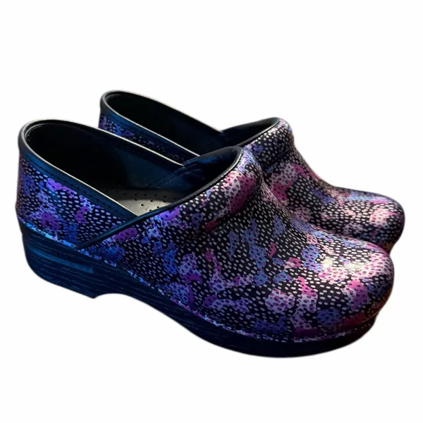 Dansko Multicolor clogs Professional Dotty Abstract Patent Rocker Comfort 8 - Image 5