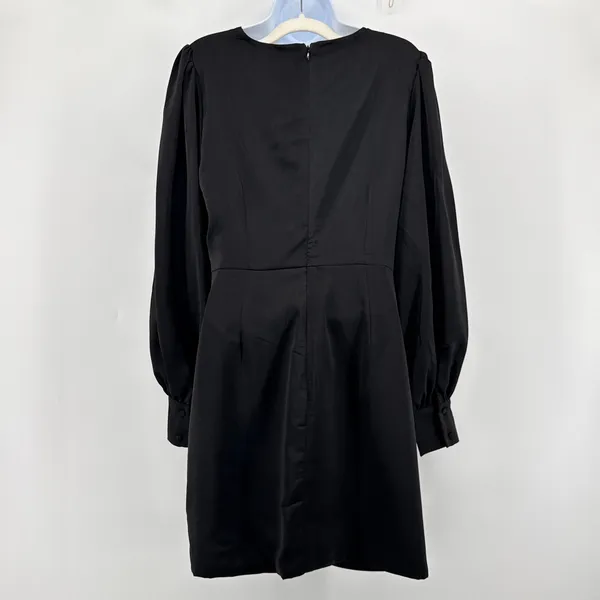 Showpo Billie Twist Front Mini Dress 8‎ Black Long Puff Sleeve Plunge Deep V NWT - Image 8