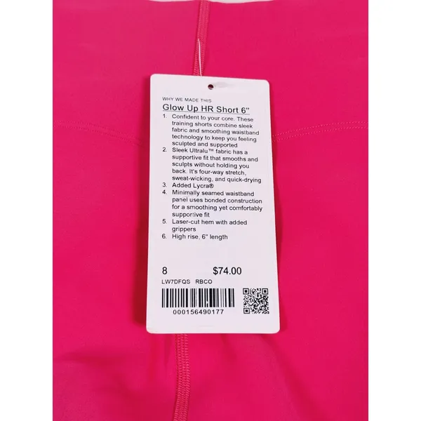 NWT Lululemon Glow Up High Rise Biker Shorts Compression Size 8 Pink Raspberry - Image 5